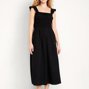 NWT - Old Navy Fit & Flare Lightweight Smocked Midi Dress in Black